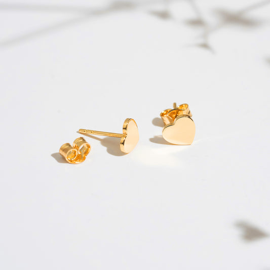 14k Gold Heart Stud Earrings