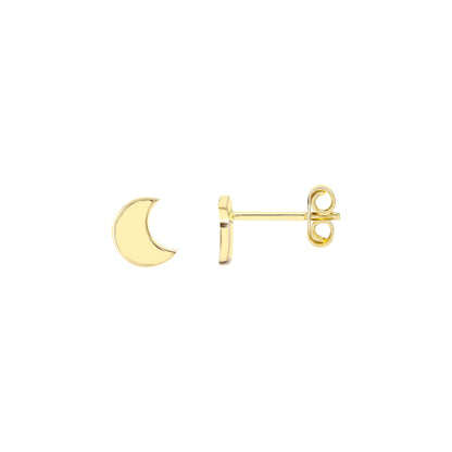 14k Gold Crescent Moon Stud Earrings