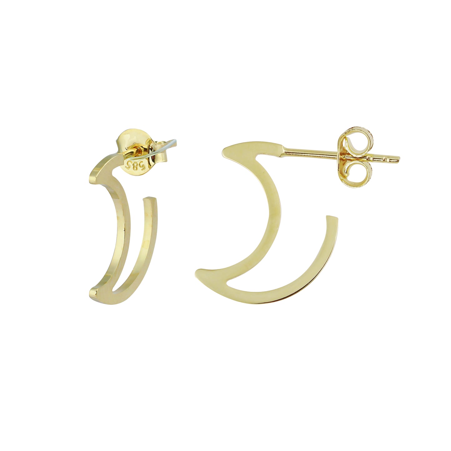 14k Gold Moon Stud Earrings