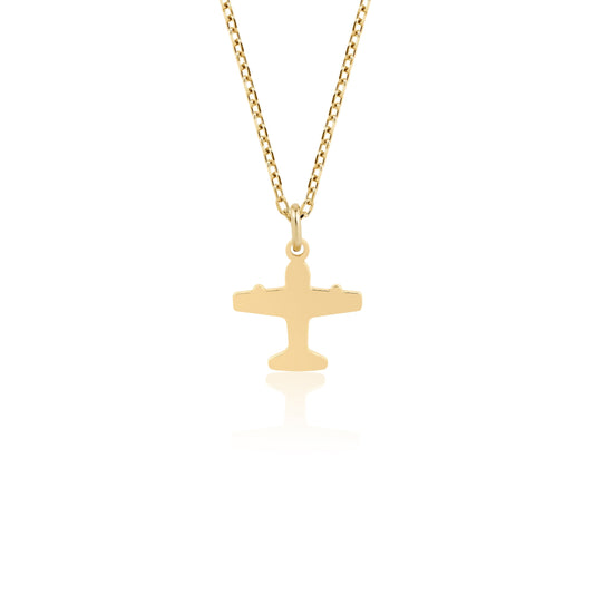 14K gold airplane necklace for travel lovers