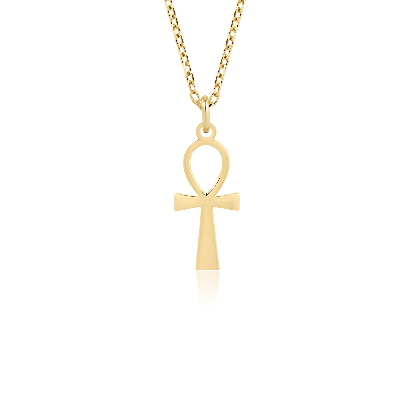 14K gold ankh necklace with intricate Egyptian design