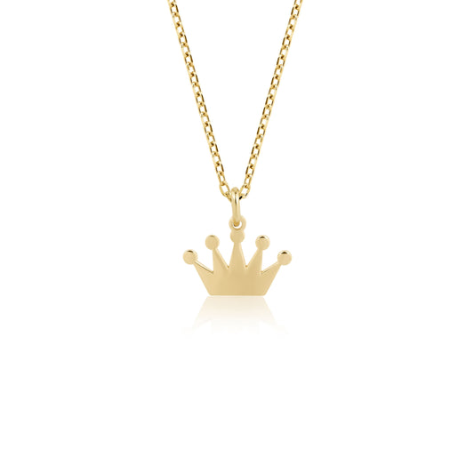 14K gold crown necklace with dainty queen pendant