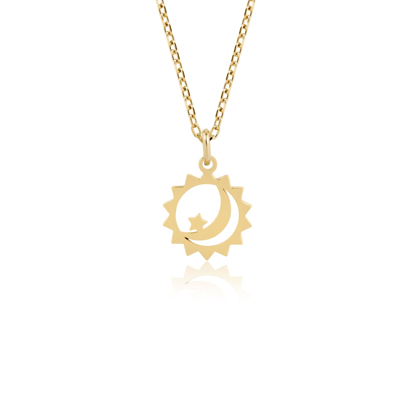 14k gold moon sun star necklace celestial jewelry