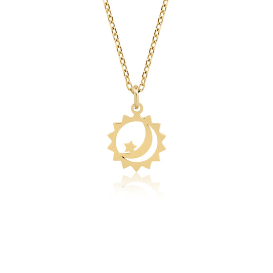14k gold moon sun star necklace celestial jewelry