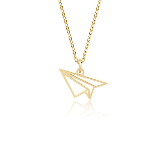 14k gold origami airplane necklace travel gift