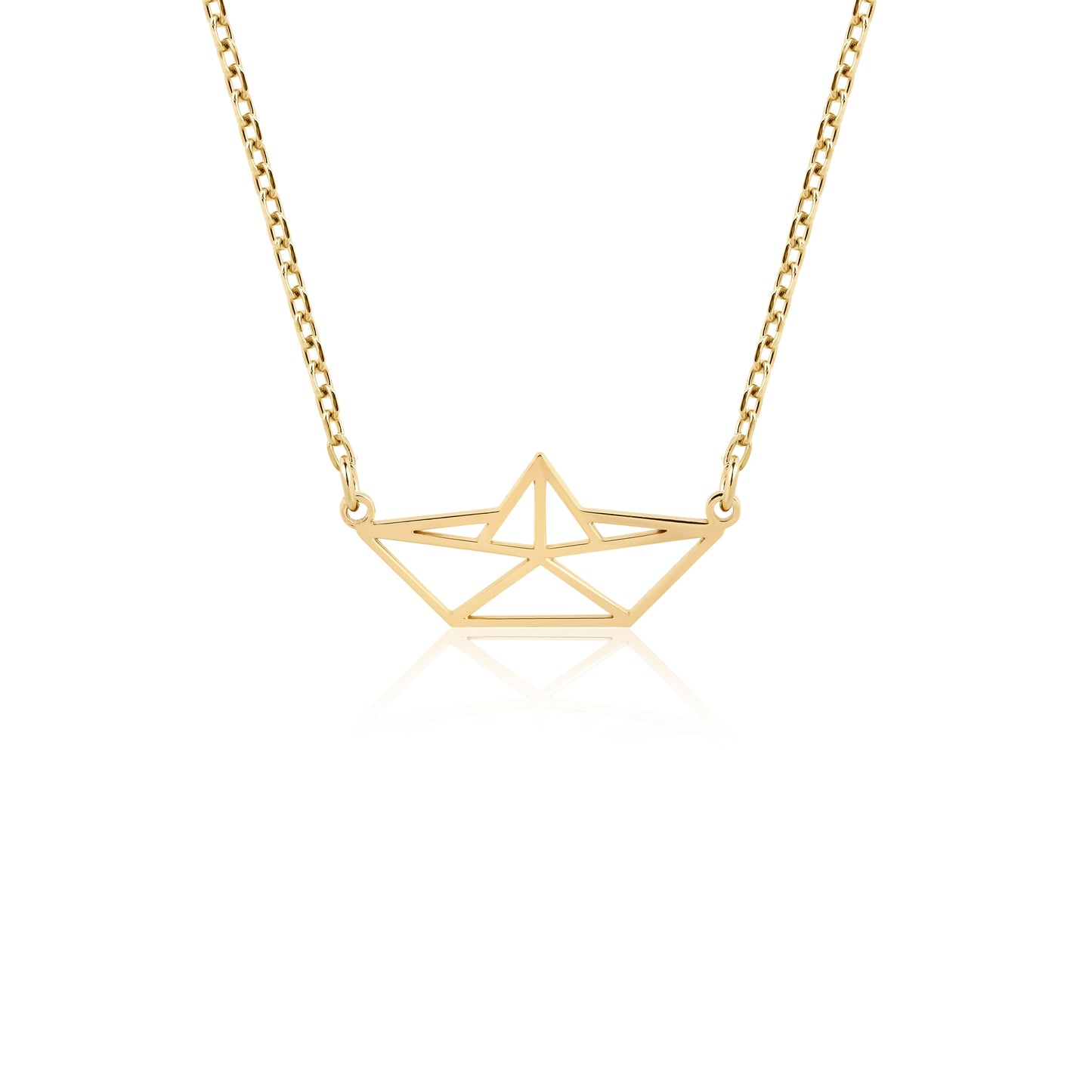 14k gold origami boat necklace nautical charm