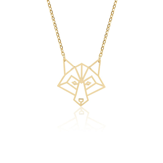 14k gold origami fox necklace handmade jewelry