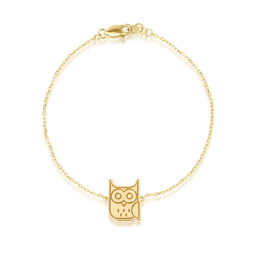 owl charm bracelet solid gold