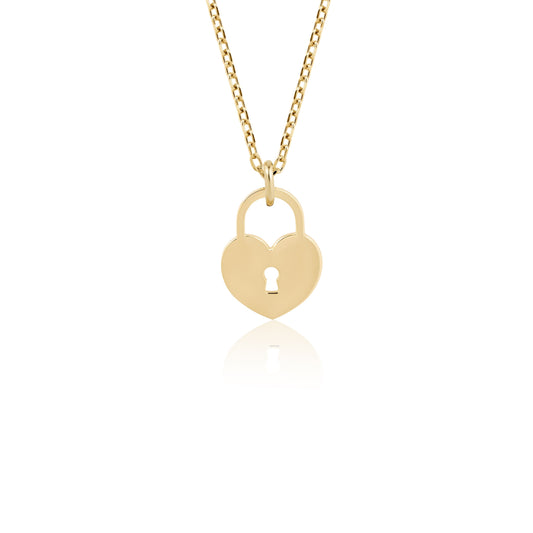 14k gold heart lock necklace for anniversary gift