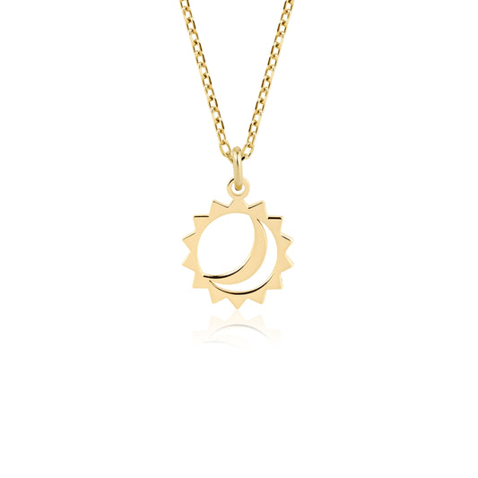 14k gold moon sun necklace celestial charm