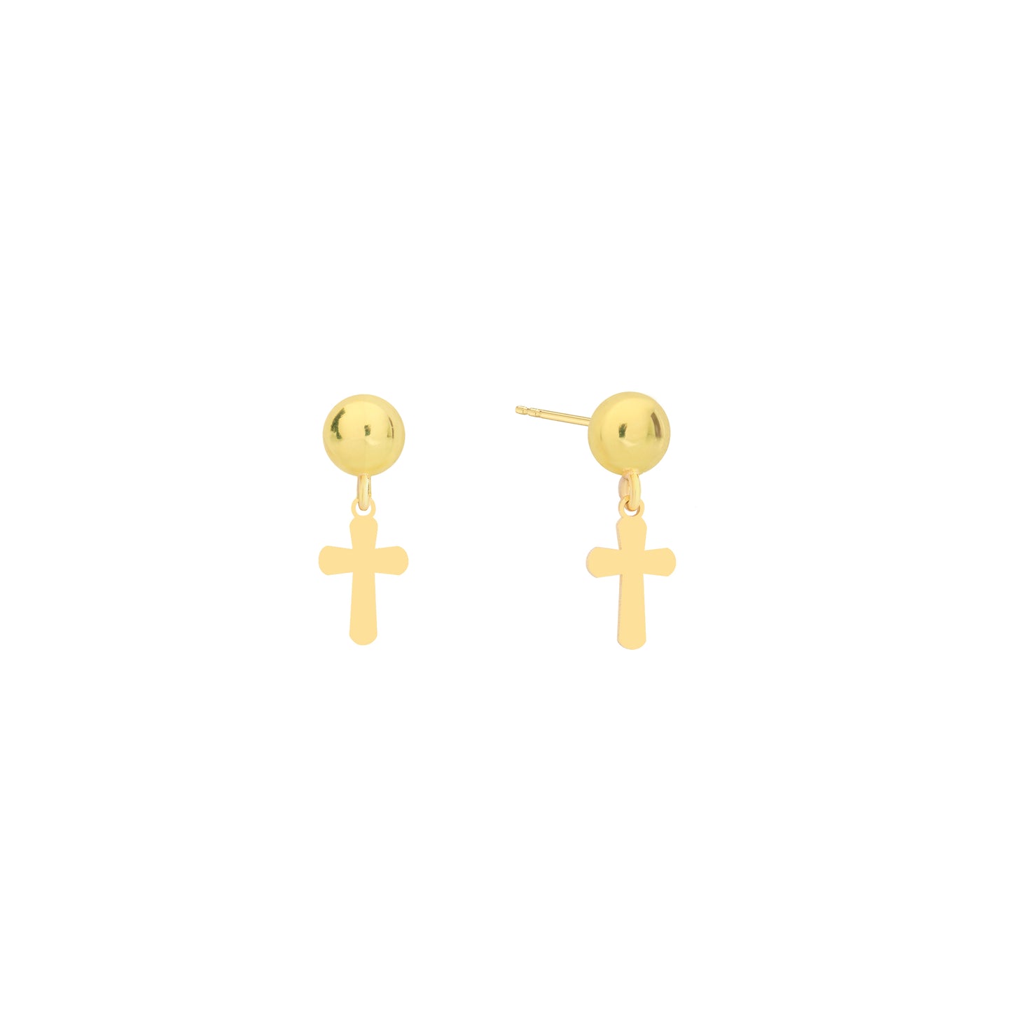 14K Solid Gold Cross Stud Earrings – Minimal Dainty Everyday Jewelry