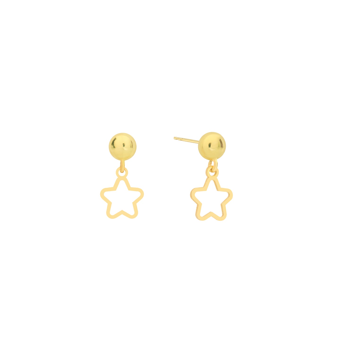 14K Solid Gold Open Star Drop Stud Earrings – Minimal Celestial Jewelry
