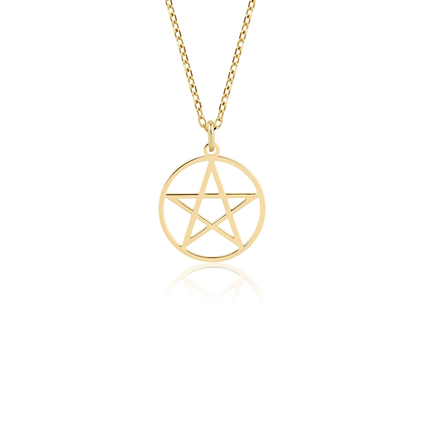 dainty pentacle charm necklace solid gold
