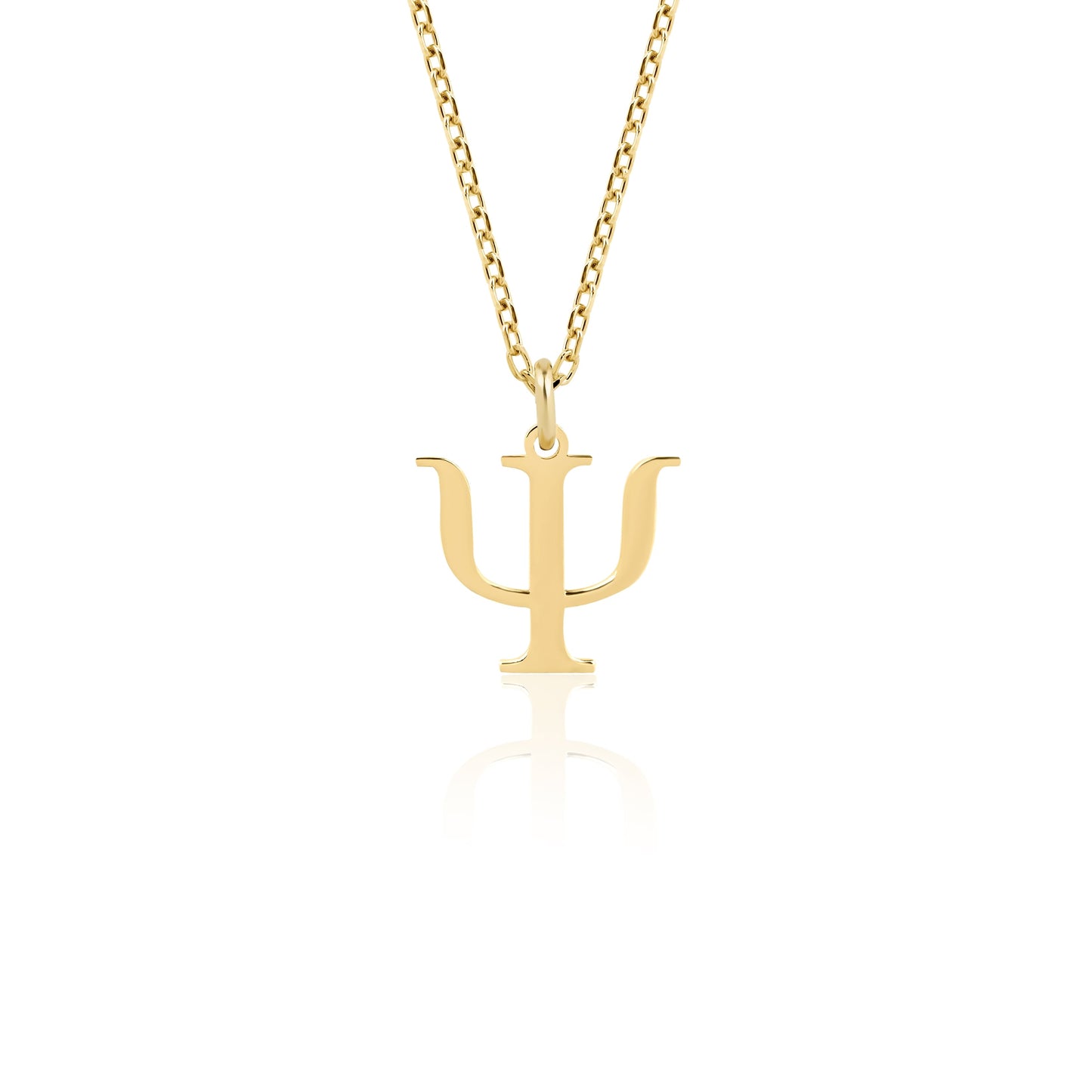 dainty PSI pendant necklace in solid gold