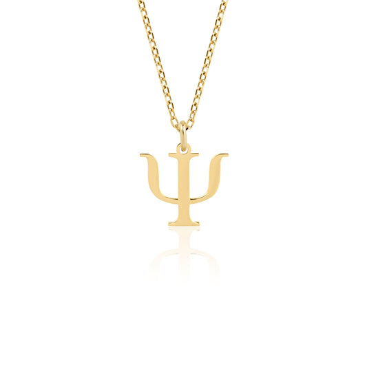 dainty PSI pendant necklace in solid gold