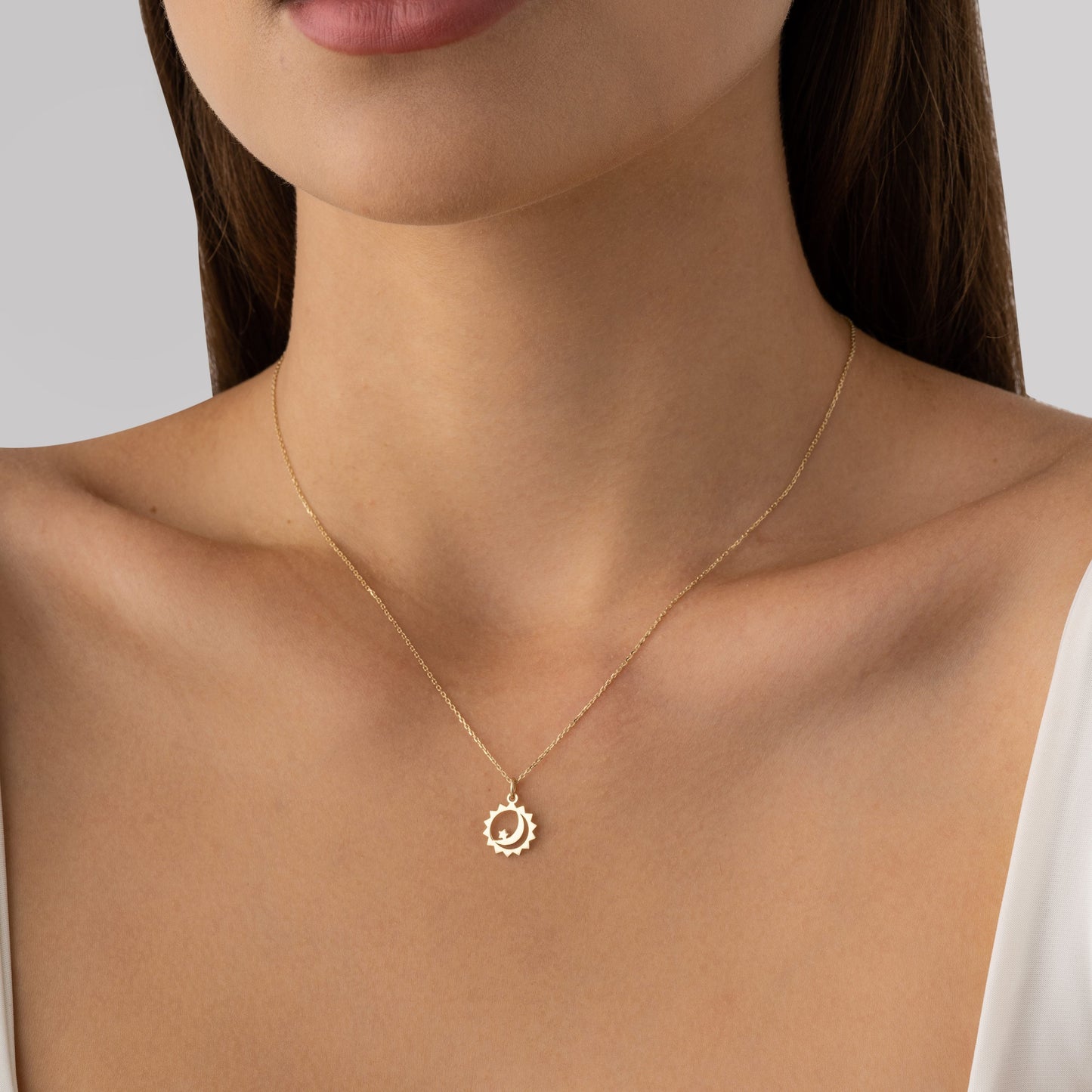 14k solid gold celestia necklace