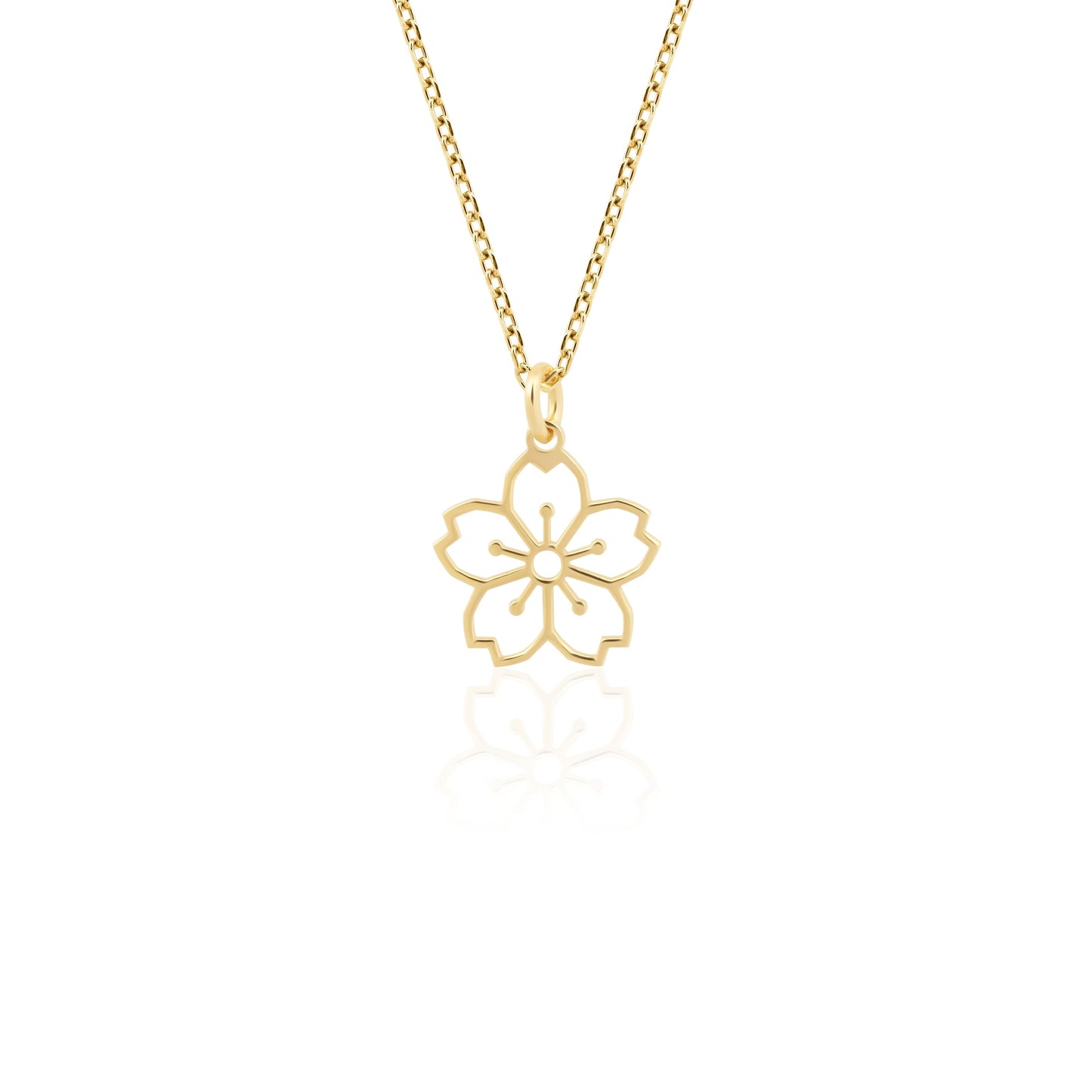 tiny sakura flower pendant in real gold