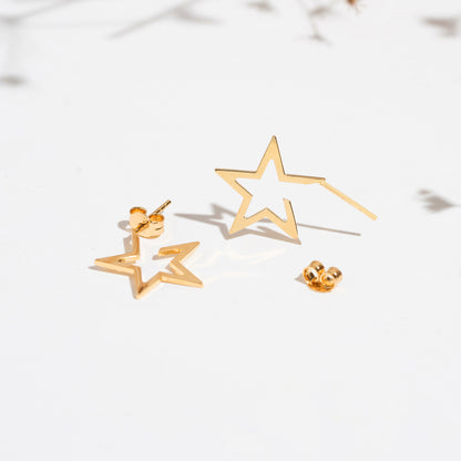 14k Gold Star Stud Earrings