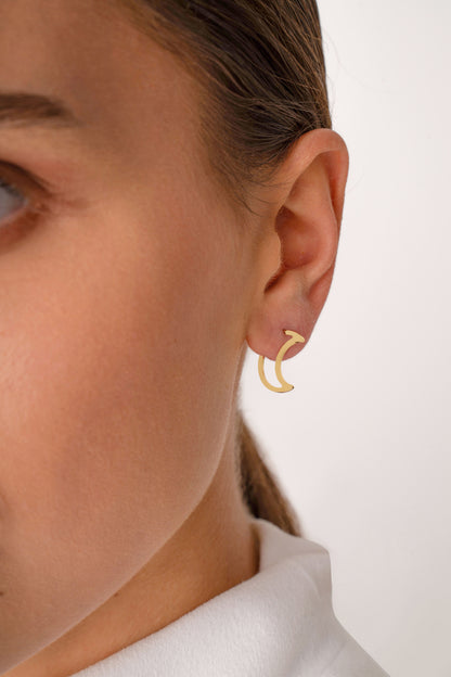14k Gold Moon Stud Earrings