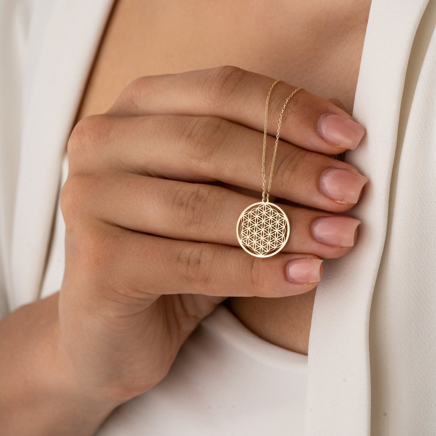 14k Gold Flower of Life Necklace