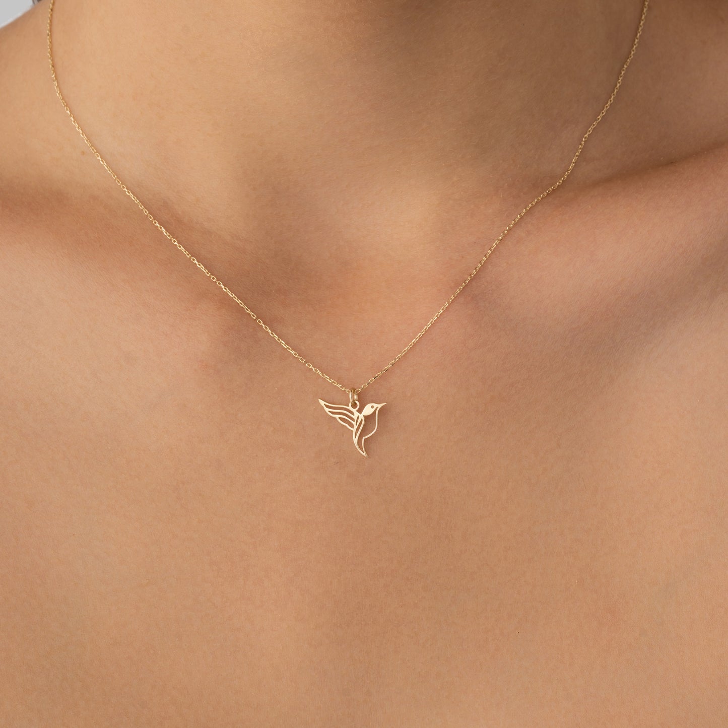 14k Gold Hummingbird Necklace