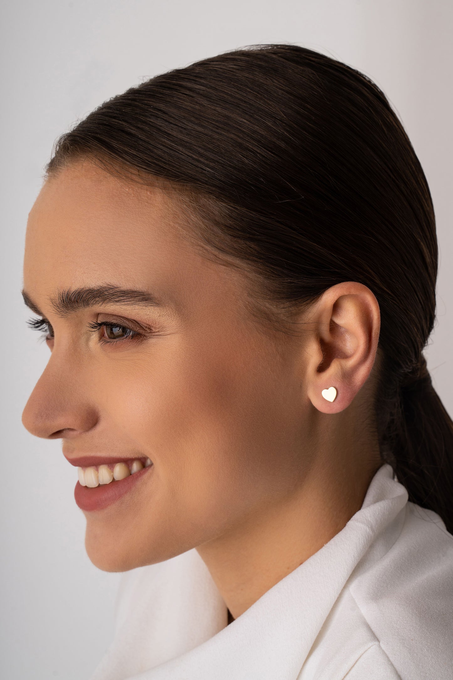 14k Gold Heart Stud Earrings