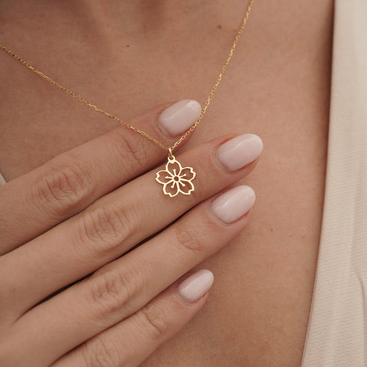 14k Gold Cherry Blossom Necklace