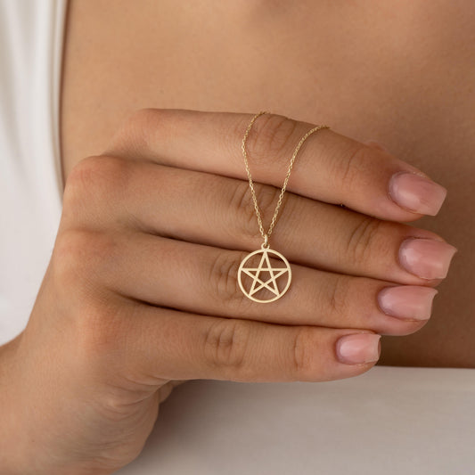 14k Gold Pentagram Necklace