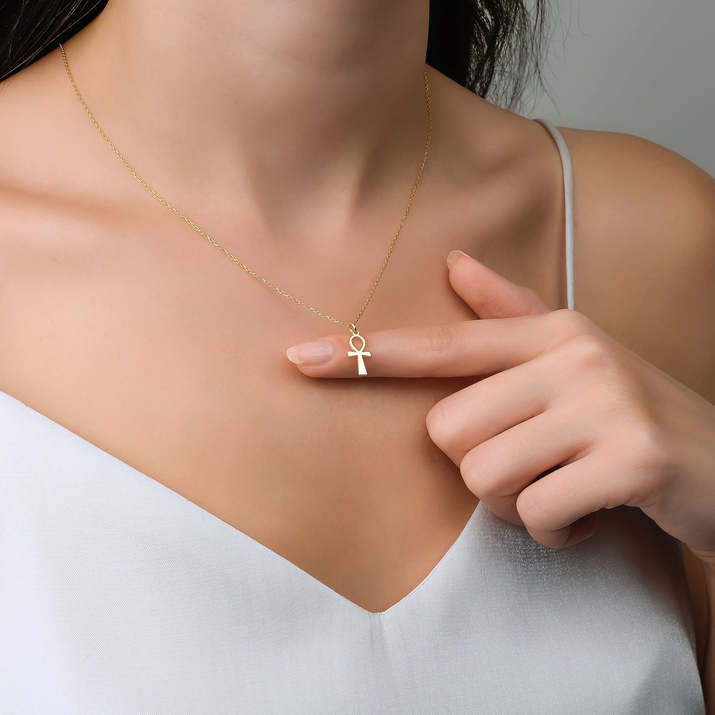 14K Gold Ankh Necklace – Egyptian Life Symbol Pendant