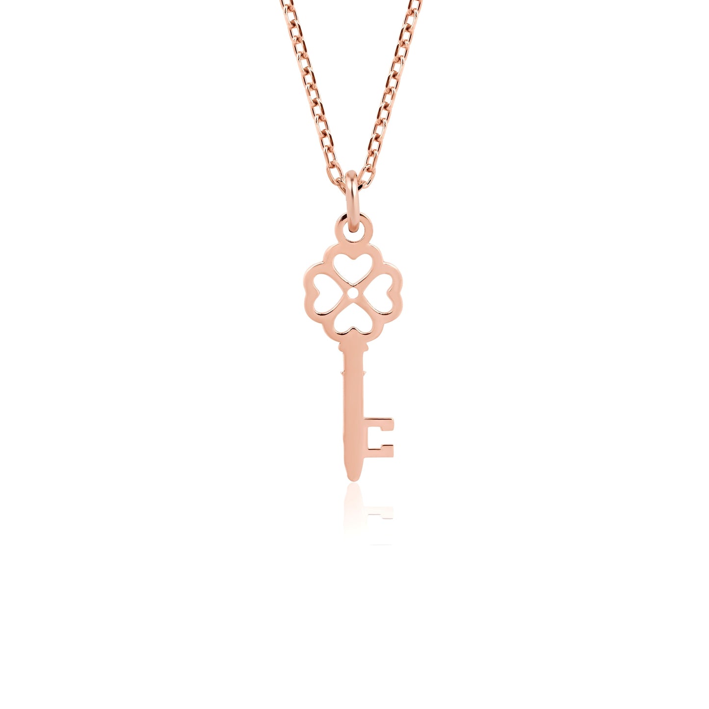 14K Gold Key Necklace – Solid Gold Heart Key Pendant
