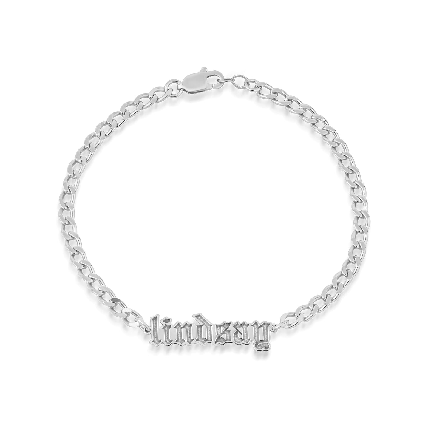 Custom Name Bracelet with Curb Chain – Gold Vermeil on Sterling Silver