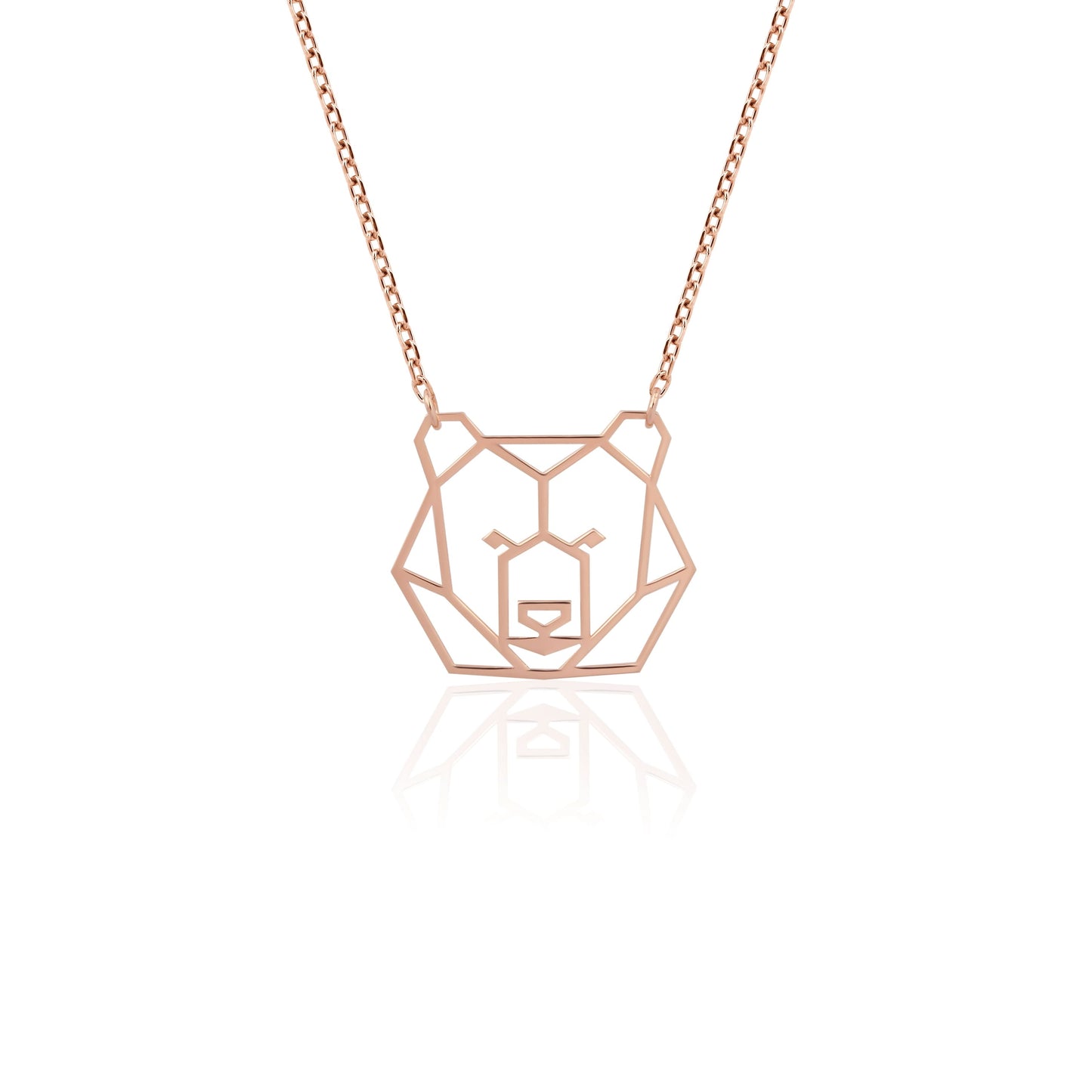 14K Gold Origami Bear Necklace – Minimalist Strength & Protection Pendant