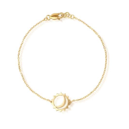 14K Gold Moon Sun Bracelet – Symbol of Eternal Unity
