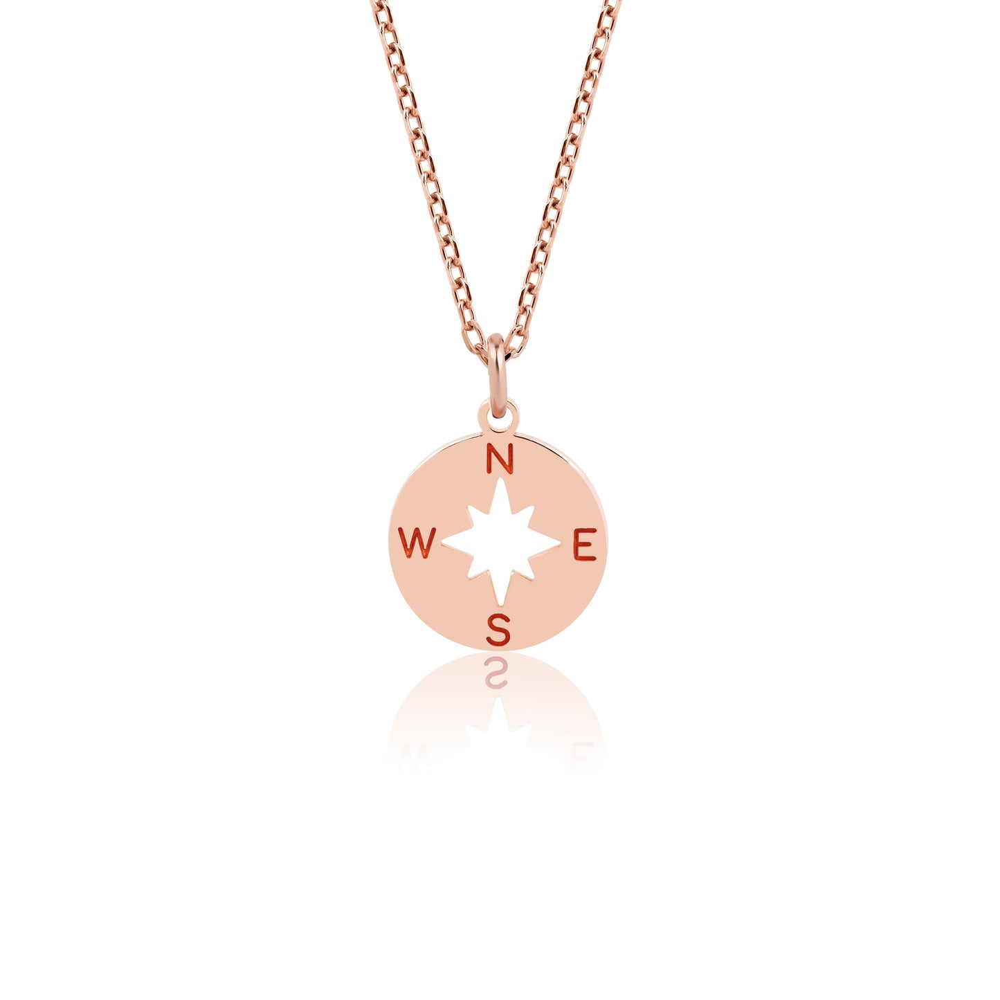 Elegant 14K gold compass pendant in rose and yellow gold
