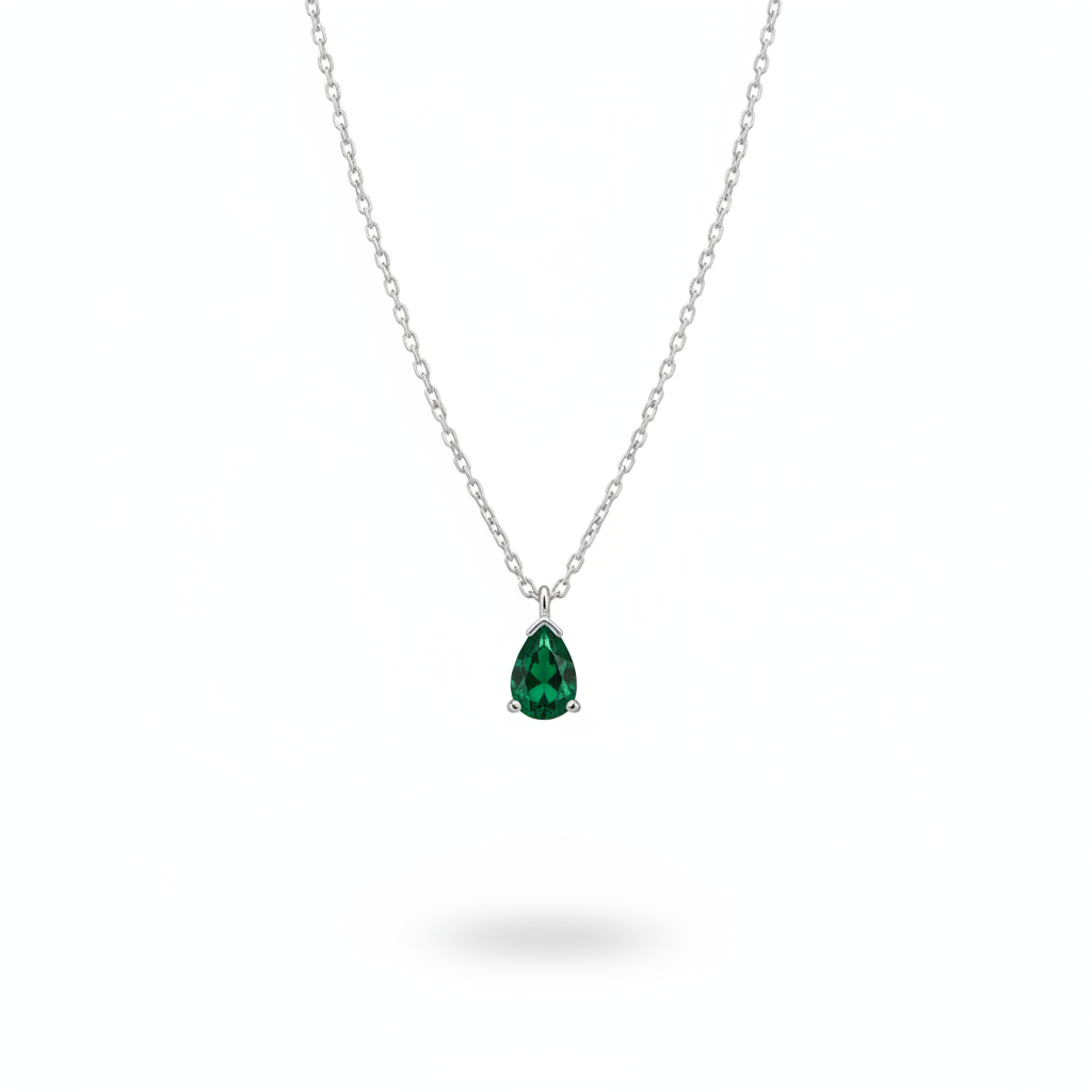 Sterling silver gold vermeil green pendant necklace