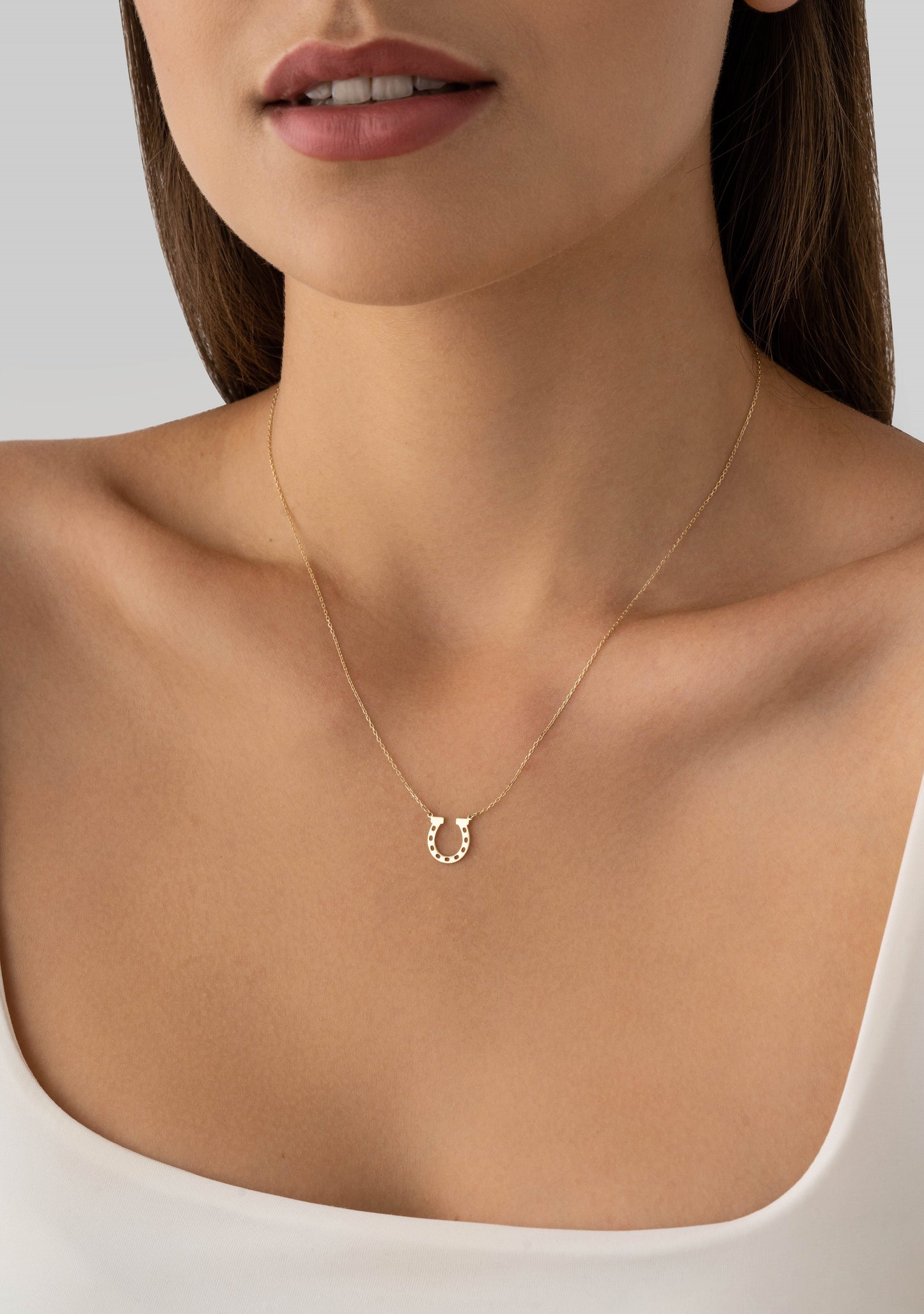 tiny lucky horseshoe necklace for women