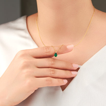 Emerald Cz Stone Necklace