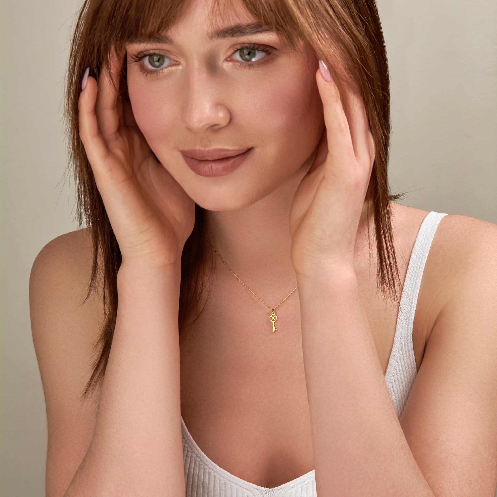minimalist gold key necklace Mother’s Day gift