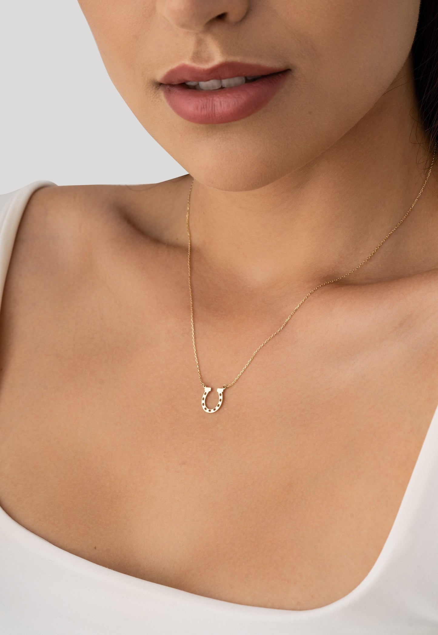 14k gold minimalist lucky charm necklace