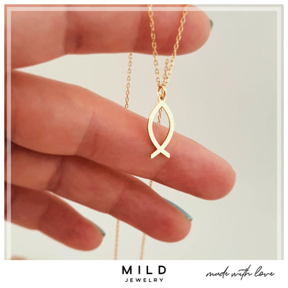 14k Gold Ichthus Necklace