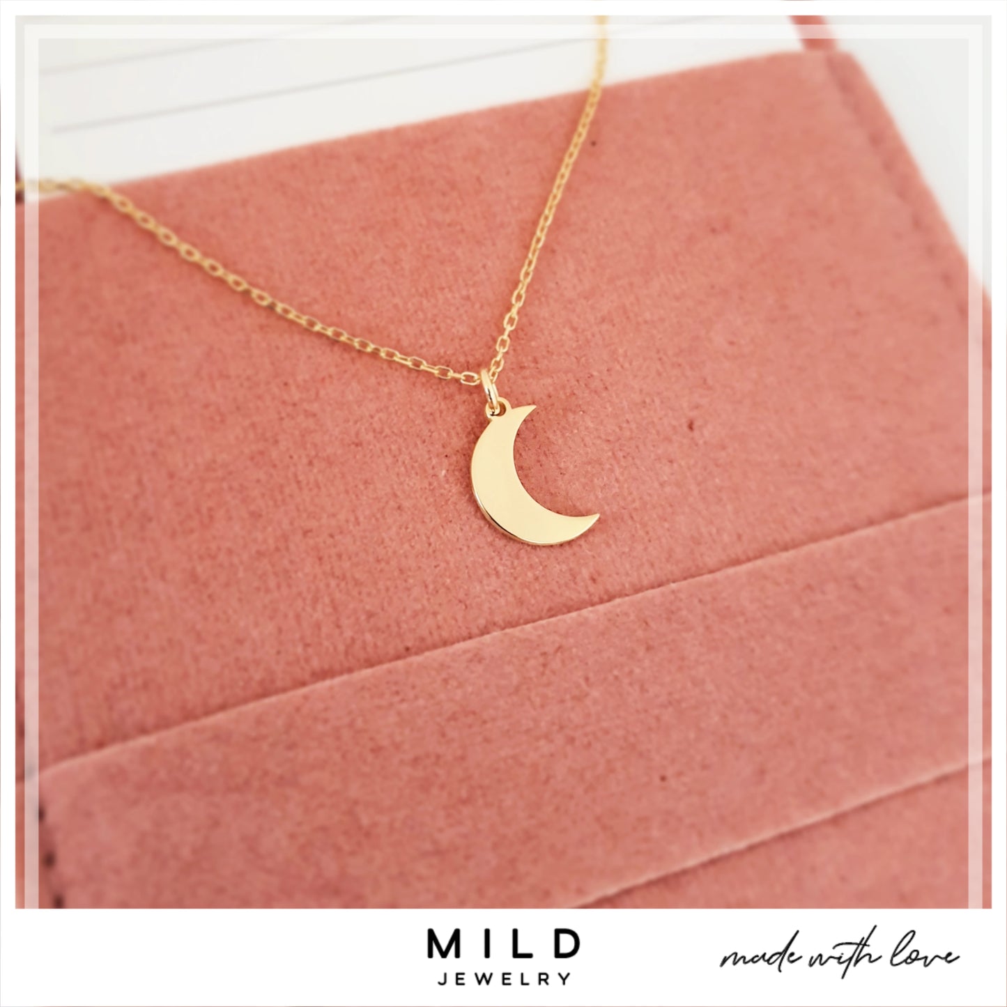 14k Gold Moon Necklace