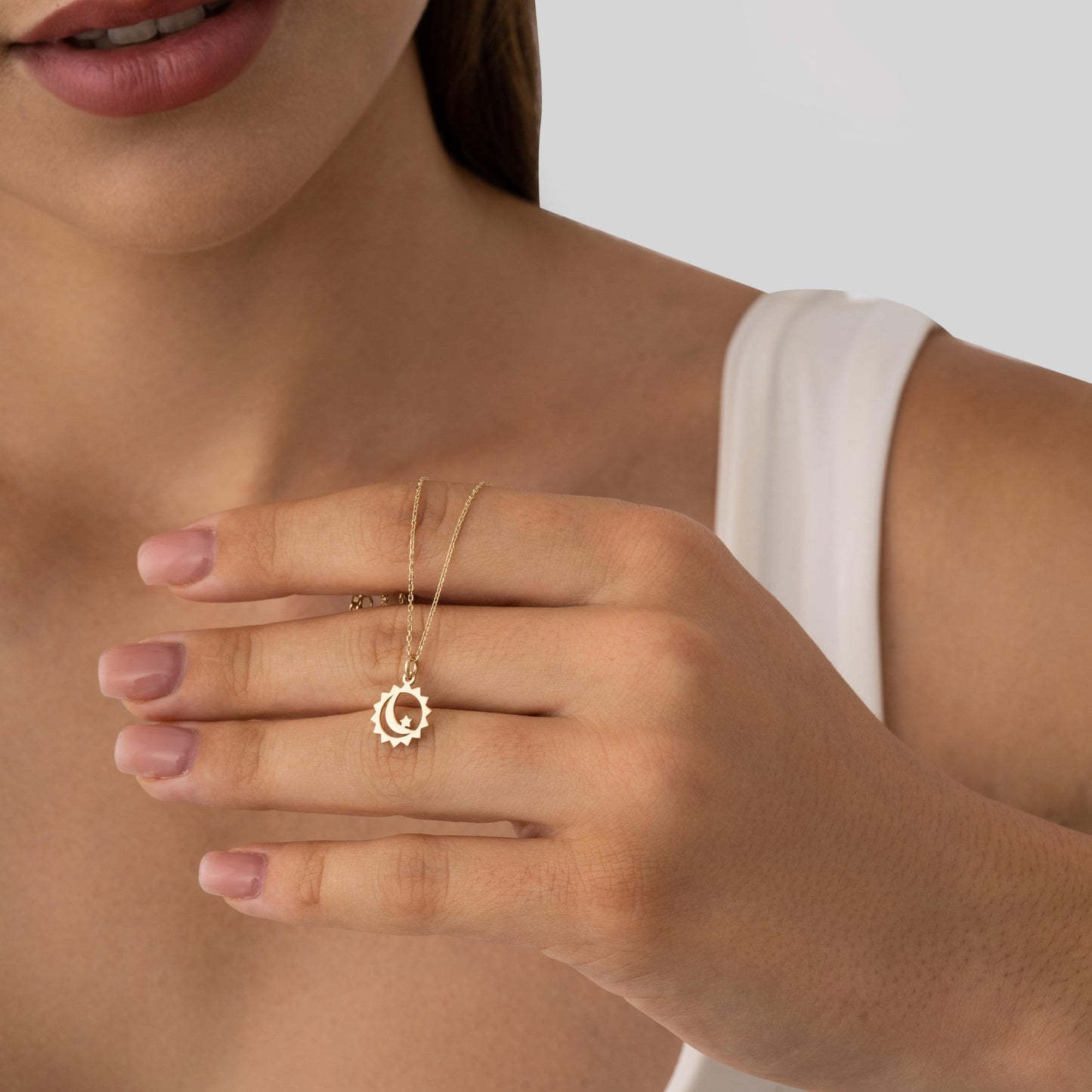 dainty gold moon sun star charm jewelry