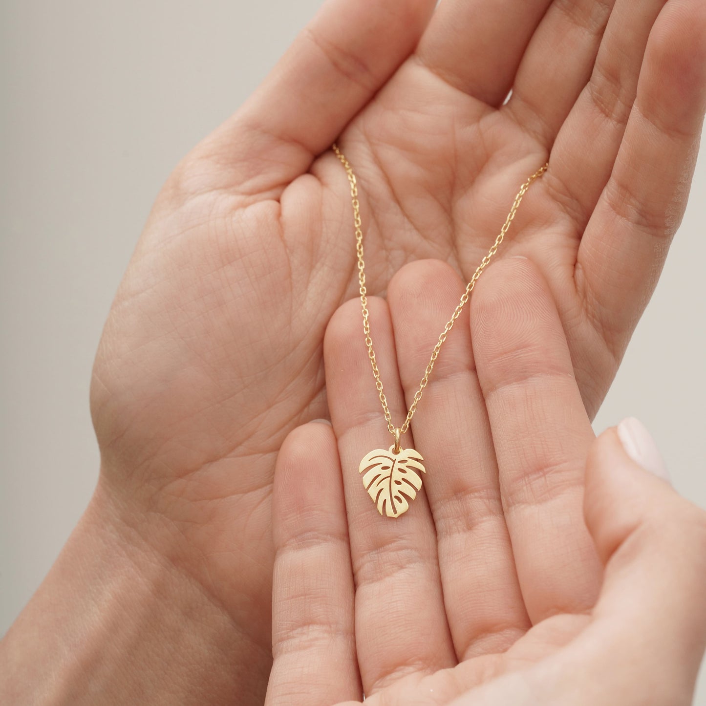 minimalist nature inspired necklace in 14k gold