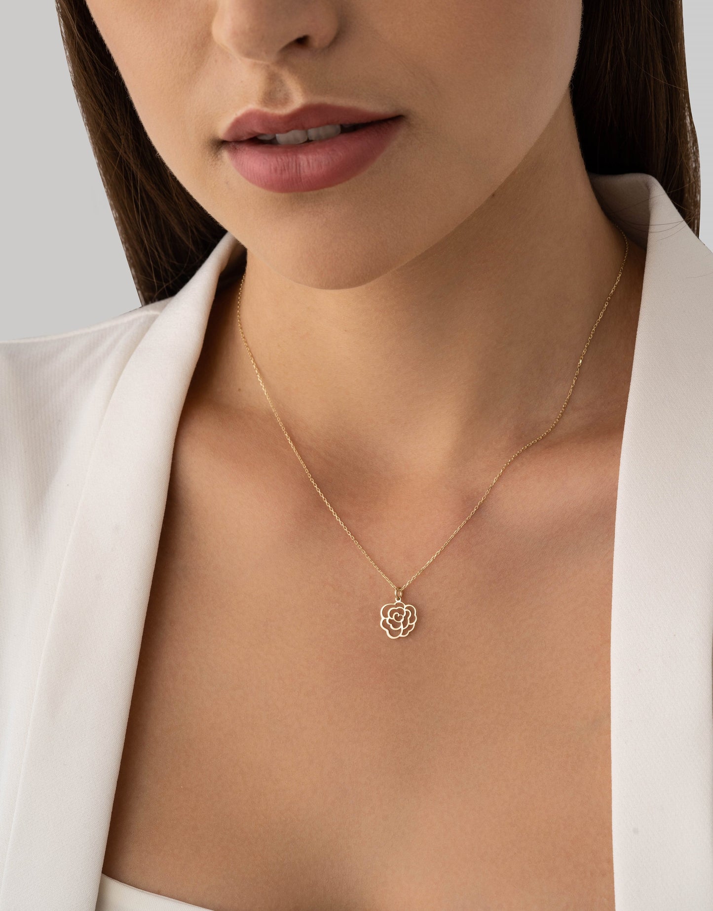 minimalist rose charm necklace