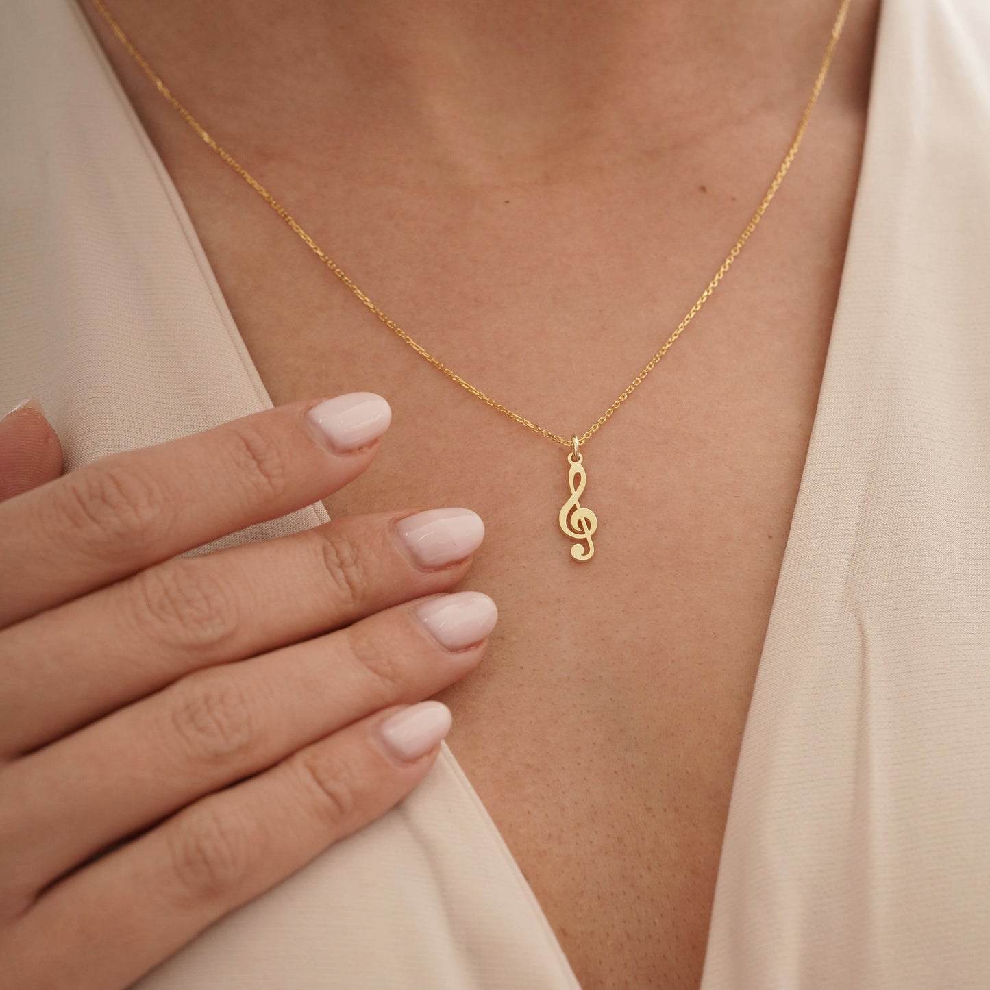 solid gold music note necklace