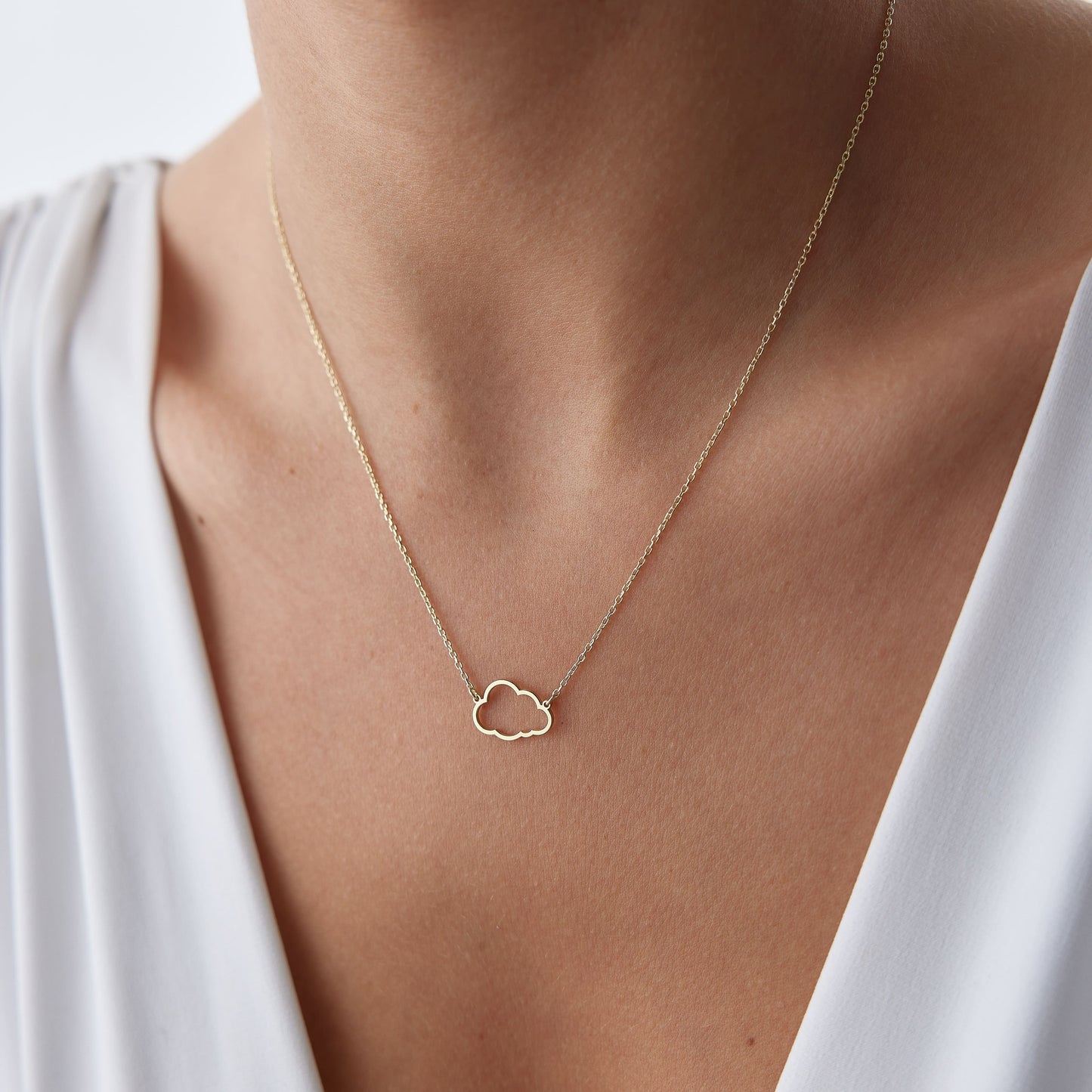 14k gold cloud necklace for women
