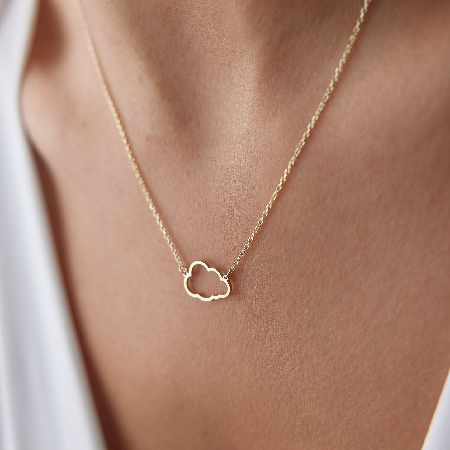 dainty gold cloud charm necklace