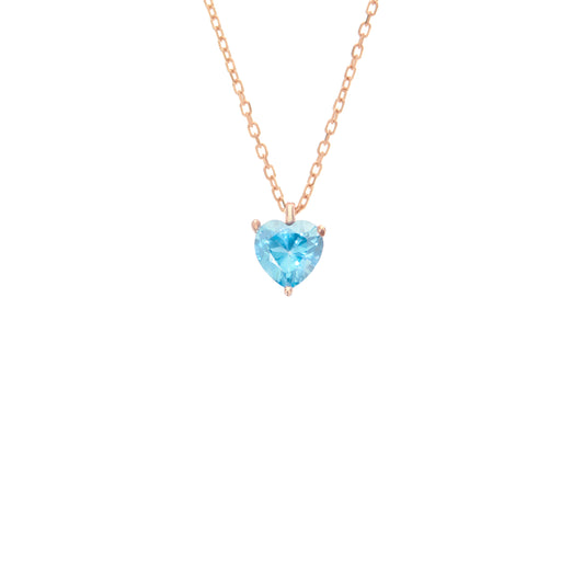 Heart Shaped Aqua Marine CZ Stone Necklace