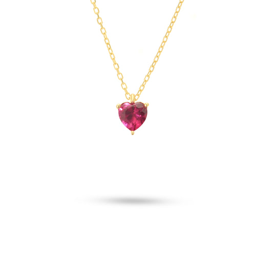 Heart Shaped Ruby CZ Stone Necklace