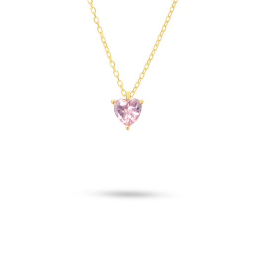 Heart Shaped Pink CZ Stone Necklace